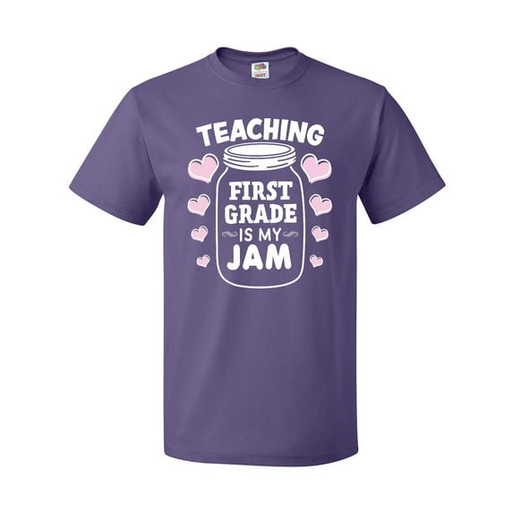 Inktastic Teaching 1st Grade is My Jam with Jar and Hearts T-Shirt