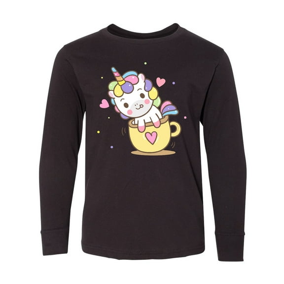 Inktastic Teacup Unicorn Long Sleeve Youth T-Shirt