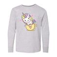 thumbnail image 1 of Inktastic Teacup Unicorn Long Sleeve Youth T-Shirt, 1 of 5