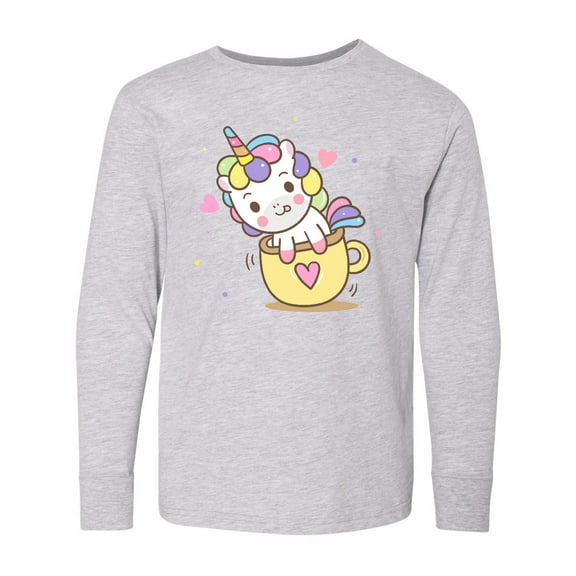 Inktastic Teacup Unicorn Long Sleeve Youth T-Shirt