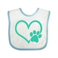 thumbnail image 1 of Inktastic Teal Heart With Paw Print Boys or Girls Baby Bib, 1 of 4