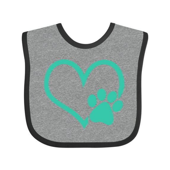 Inktastic Teal Heart With Paw Print Boys or Girls Baby Bib
