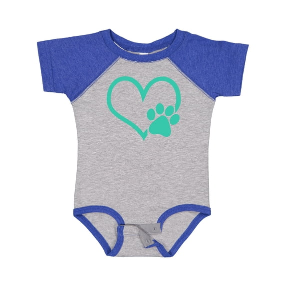 Inktastic Teal Heart With Paw Print Boys or Girls Baby Bodysuit
