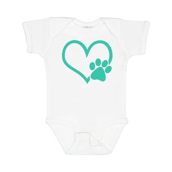 Inktastic Teal Heart With Paw Print Boys or Girls Baby Bodysuit
