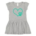 thumbnail image 1 of Inktastic Teal Heart With Paw Print Girls Toddler Dress, 1 of 5