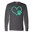 thumbnail image 1 of Inktastic Teal Heart With Paw Print Long Sleeve T-Shirt, 1 of 5