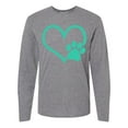 thumbnail image 1 of Inktastic Teal Heart With Paw Print Long Sleeve T-Shirt, 1 of 5