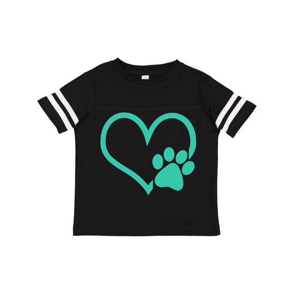 Inktastic Teal Heart with Paw Print Boys or Girls Toddler T-Shirt