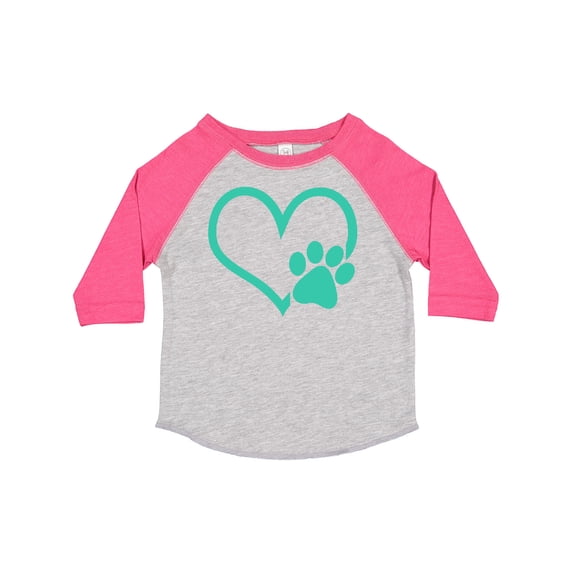 Inktastic Teal Heart with Paw Print Boys or Girls Toddler T-Shirt