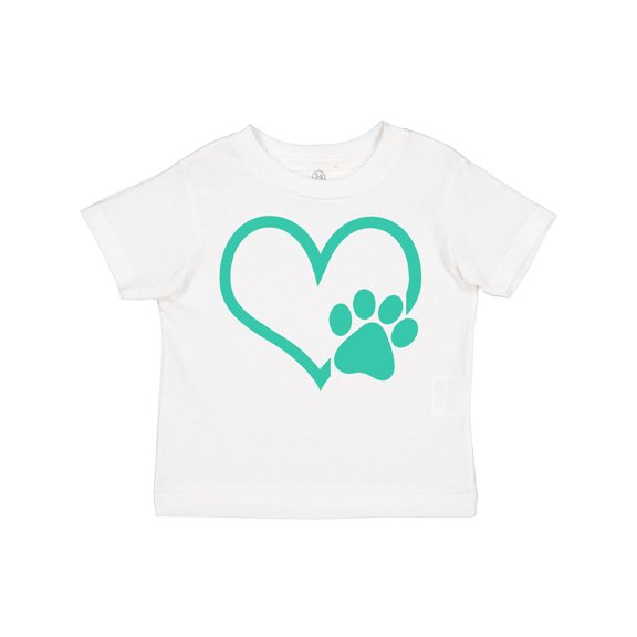 Inktastic Teal Heart with Paw Print Boys or Girls Toddler T-Shirt