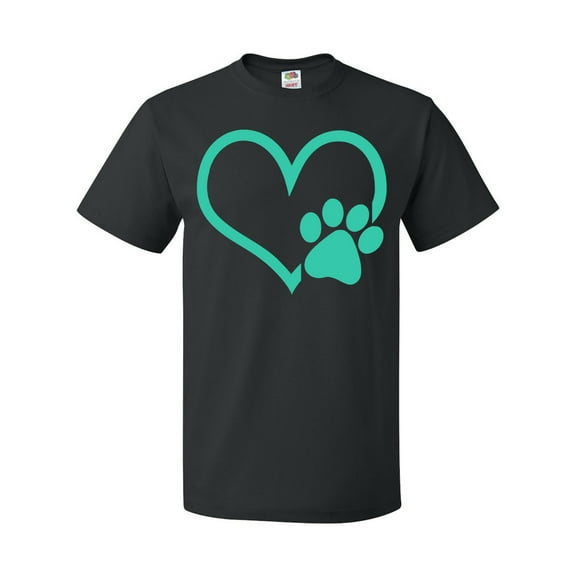Inktastic Teal Heart with Paw Print T-Shirt