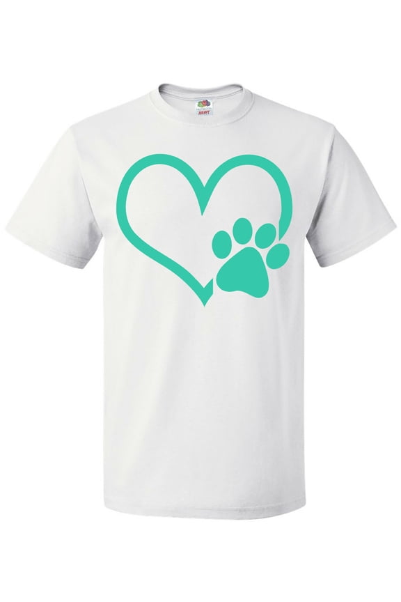 Teal Heart with Paw Print T-Shirt