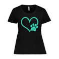 thumbnail image 1 of Inktastic Teal Heart with Paw Print Women's Plus Size T-Shirt, 1 of 5