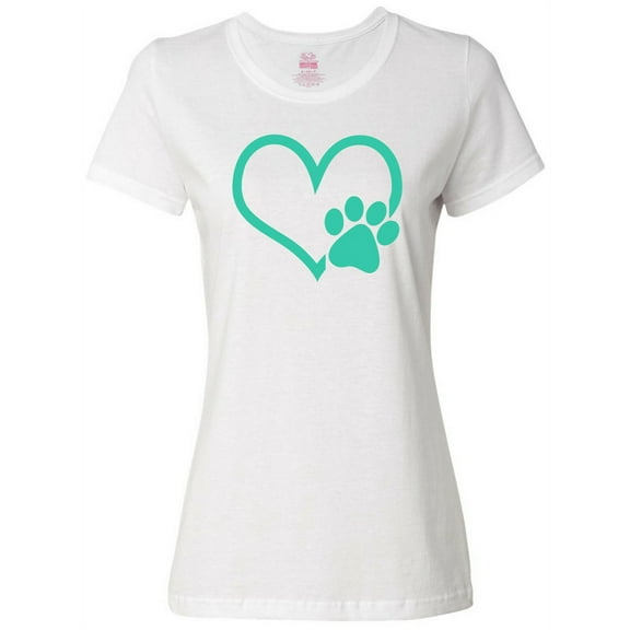 Inktastic Teal Heart with Paw Print Women's T-Shirt