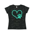 thumbnail image 1 of Inktastic Teal Heart with Paw Print Women's T-Shirt, 1 of 5