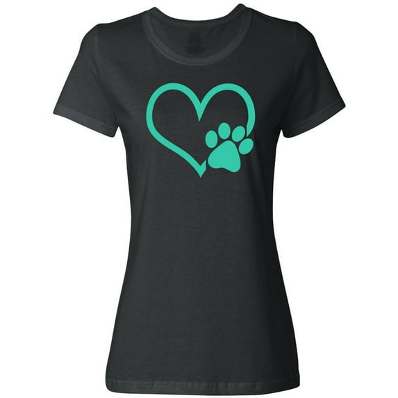 Inktastic Teal Heart with Paw Print Women's T-Shirt