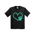 thumbnail image 1 of Inktastic Teal Heart with Paw Print Youth T-Shirt, 1 of 5