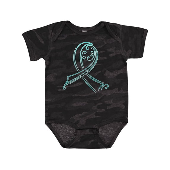 Inktastic Teal Ribbon- Ovarian Cancer Awareness Boys or Girls Baby Bodysuit