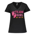 thumbnail image 1 of Inktastic Team Girl Pink Footprints and Arrow Women's Plus Size V-Neck T-Shirt, 1 of 5