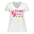 thumbnail image 1 of Inktastic Team Girl Pink Footprints and Arrow Women's Plus Size V-Neck T-Shirt, 1 of 5