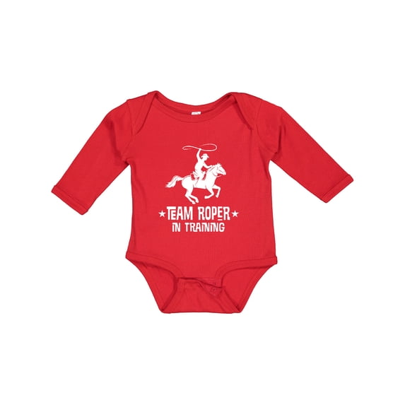 Inktastic Team Roper in Training Cowboy Boys Long Sleeve Baby Bodysuit