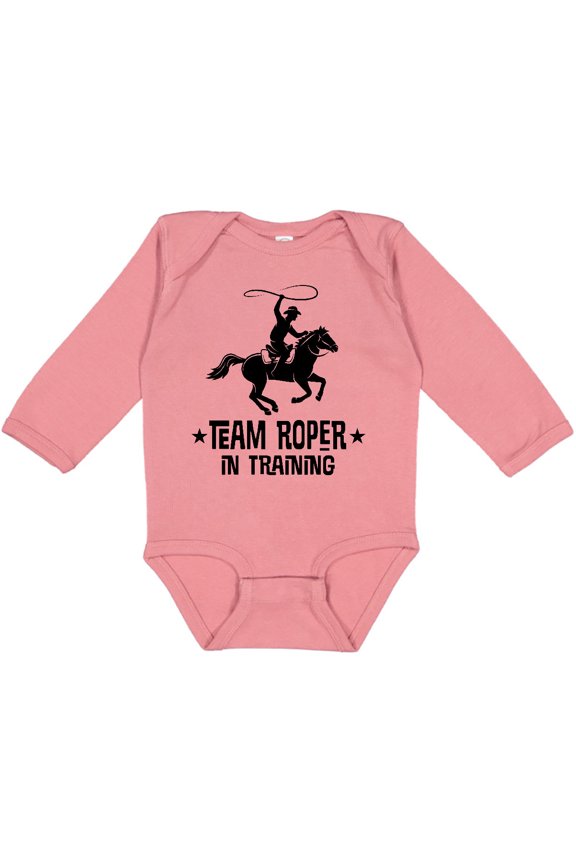 Team Roper in Training Cowboy Boys or Girls Long Sleeve Baby Bodysuit