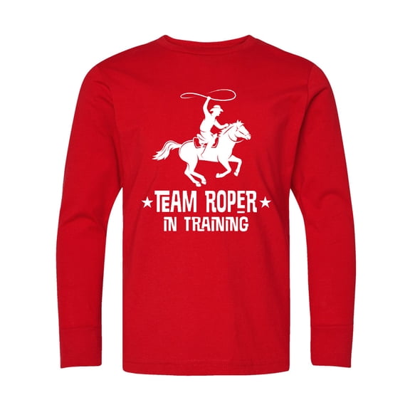 Inktastic Team Roper in Training Cowboy Long Sleeve Youth T-Shirt