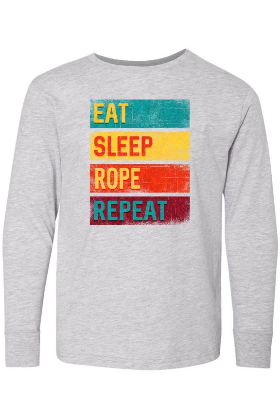 Team Roping Eat Sleep Rope Repeat Long Sleeve Youth T-Shirt