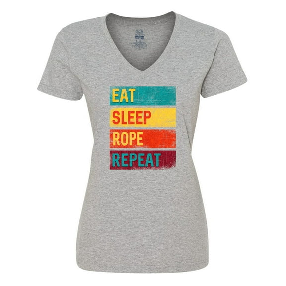 Inktastic Team Roping Eat Sleep Rope Repeat Women's V-Neck T-Shirt