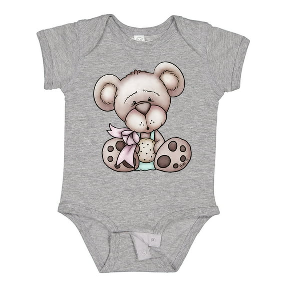Inktastic Teddy Bear with Cookie Boys Baby Bodysuit