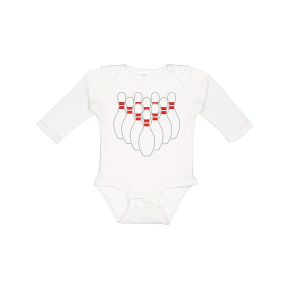 Inktastic Ten Pins for Bowling Boys or Girls Long Sleeve Baby Bodysuit
