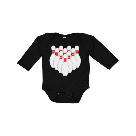 Inktastic Ten Pins for Bowling Boys or Girls Long Sleeve Baby Bodysuit