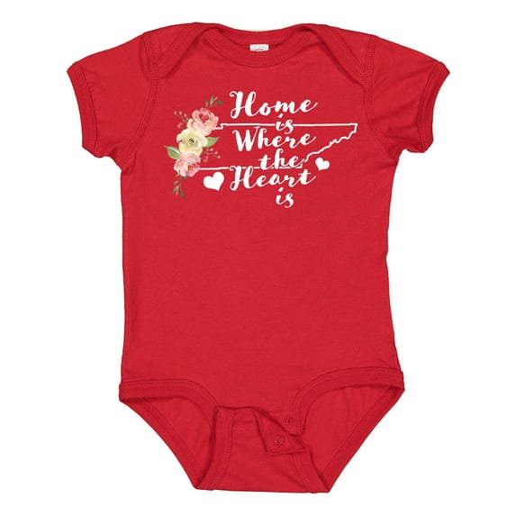 Inktastic Tennessee Home is Where The Heart is with Watercolor Floral Girls Baby Bodysuit