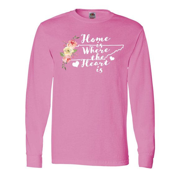 Inktastic Tennessee Home is Where The Heart is with Watercolor Floral Long Sleeve T-Shirt