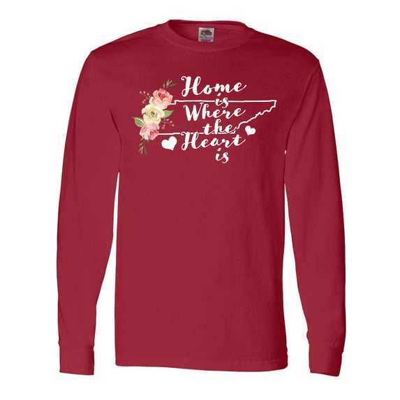 Inktastic Tennessee Home is Where The Heart is with Watercolor Floral Long Sleeve T-Shirt