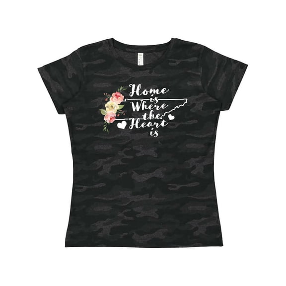 Inktastic Tennessee Home is Where The Heart is with Watercolor Floral Women's T-Shirt