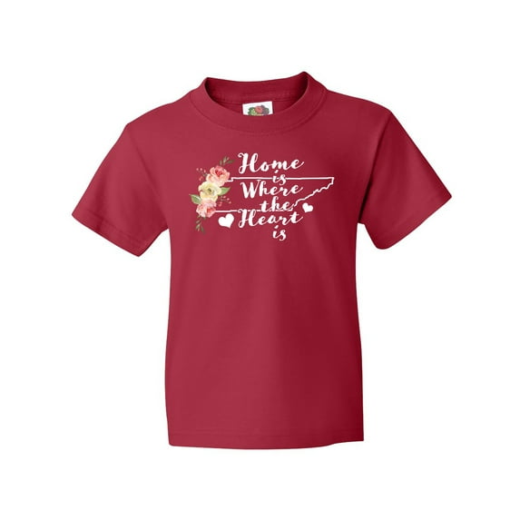 Inktastic Tennessee Home is Where The Heart is with Watercolor Floral Youth T-Shirt