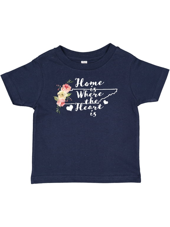 Tennessee Home is Where the Heart is with Watercolor Floral Girls Baby T-Shirt