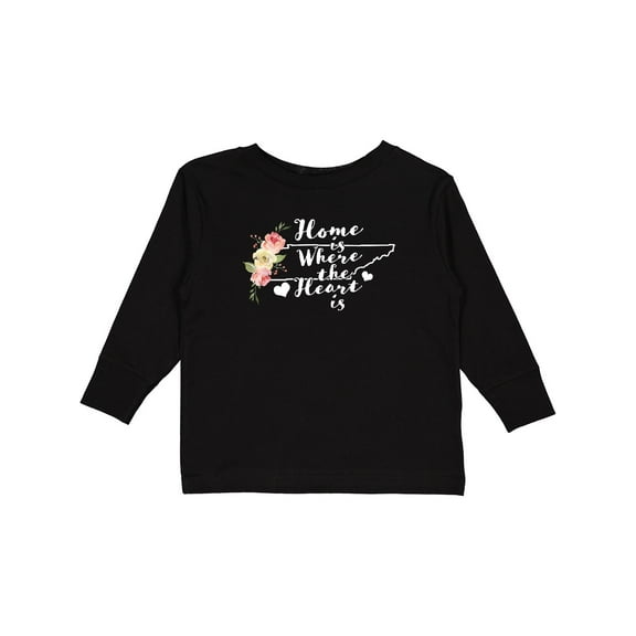 Inktastic Tennessee Home is Where the Heart is with Watercolor Floral Girls Long Sleeve Toddler T-Shirt