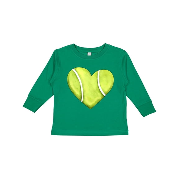 Inktastic Tennis Ball in Heart Boys or Girls Long Sleeve Toddler T-Shirt