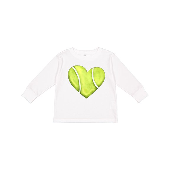Inktastic Tennis Ball in Heart Boys or Girls Long Sleeve Toddler T-Shirt