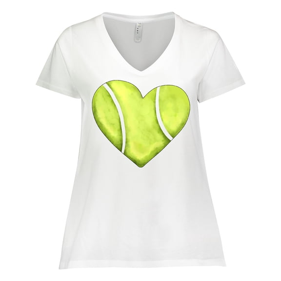Inktastic Tennis Ball in Heart Women's Plus Size V-Neck T-Shirt
