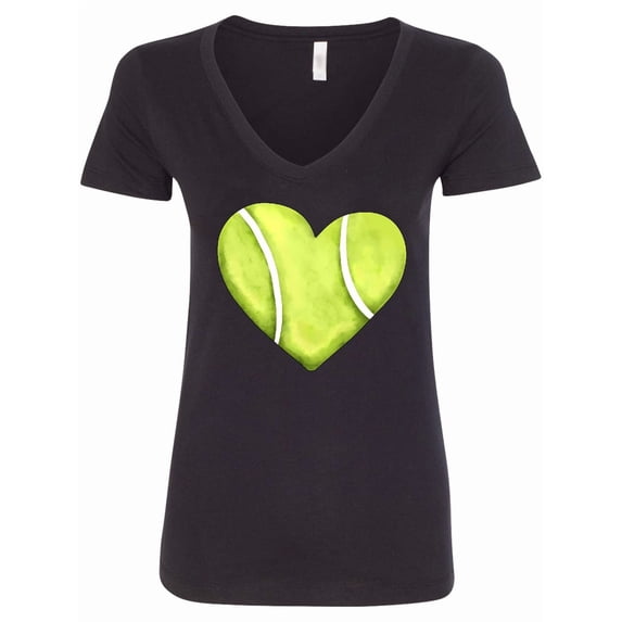 Inktastic Tennis Ball in Heart Women's V-Neck T-Shirt