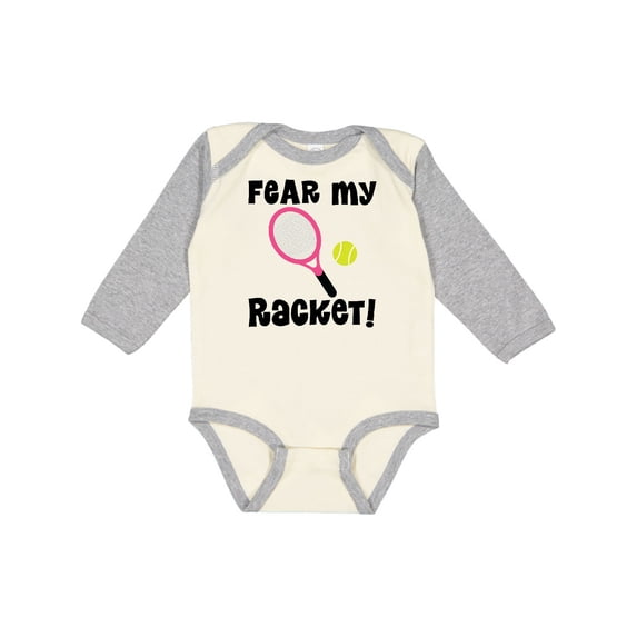 Inktastic Tennis Player Funny Fear my Racket Girls Long Sleeve Baby Bodysuit