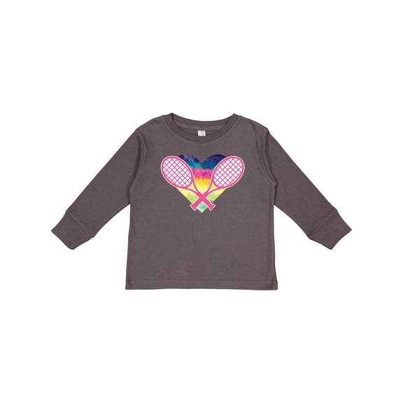 Inktastic Tennis Racket Heart Cute Girls Long Sleeve Toddler T-Shirt