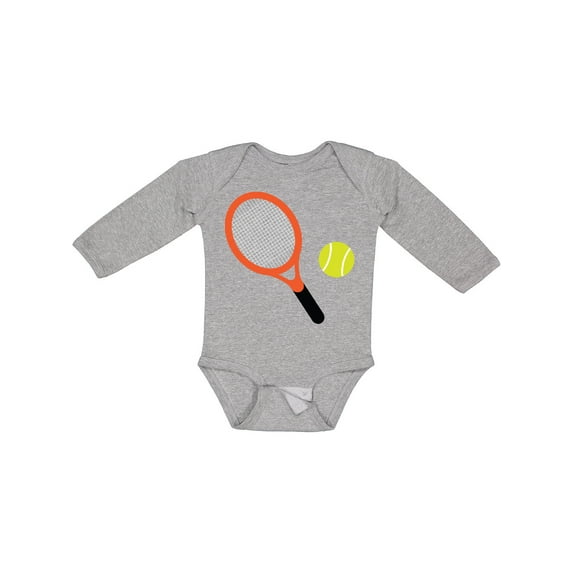 Inktastic Tennis Racket and Ball Boys or Girls Long Sleeve Baby Bodysuit