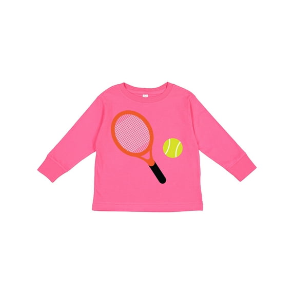 Inktastic Tennis Racket and Ball Boys or Girls Long Sleeve Toddler T-Shirt