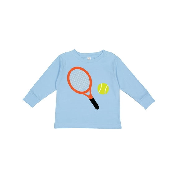 Inktastic Tennis Racket and Ball Boys or Girls Long Sleeve Toddler T-Shirt