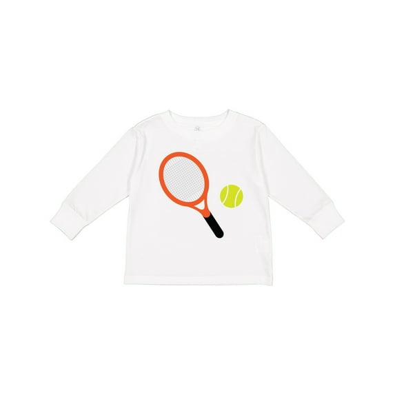 Inktastic Tennis Racket and Ball Boys or Girls Long Sleeve Toddler T-Shirt