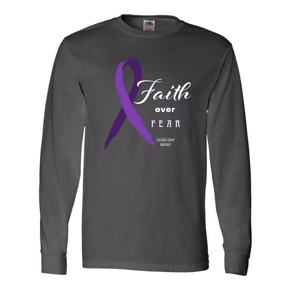 Inktastic Testicular Cancer Awareness Faith over Fear Long Sleeve T-Shirt